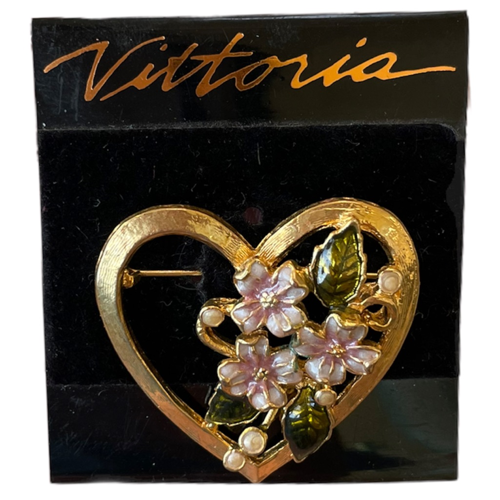 Romantic Floral Heart Flower Pin Brooch